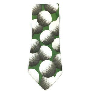 Vintage Ralph Marlin Green Golf‎ Balls Mens Tie 58"